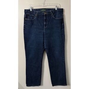 Lauren Ralph Lauren Heritage Straight Womans Jeans‎ Sz 14 High Rise Dark Wash